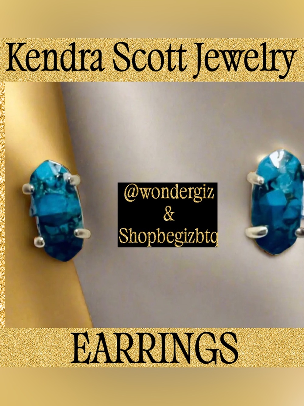 Kendra Scott Authentic Stud Earrings in Gold Plated and African Turquoise